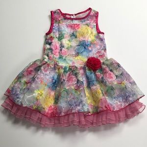 Adorable little angels by Us Angel's floral ruffle layered sleeveless dress